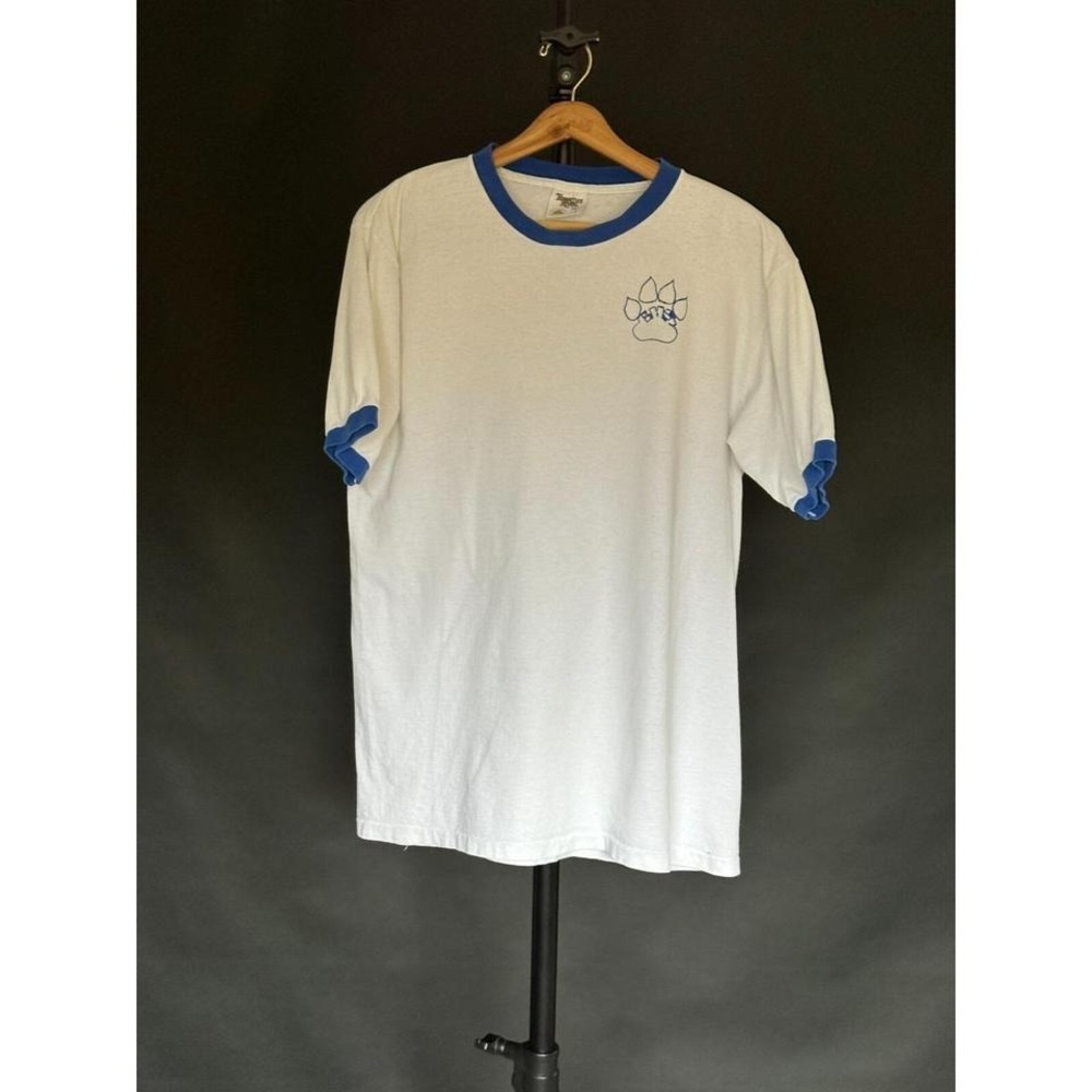Vintage 90s Tennessee River Men's Cotton Ringer T-shirt Large White Baseball T